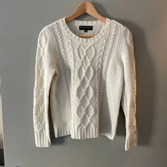 VGUC Madewell x Sezane Marin Cable Knit Sweater in Antique Cream Size XXS - Picture 2 of 8